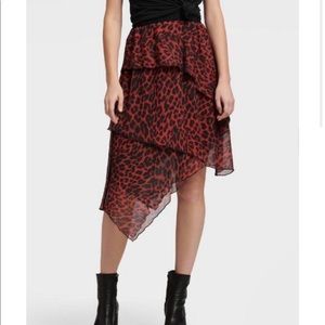 DKNY Tiered Asymmetrical Leopard Skirt